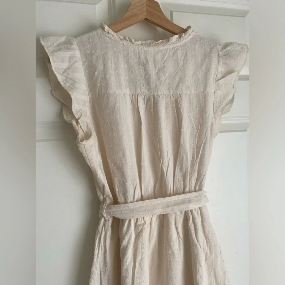 Sweet Wanderer Cream Mini Dress with Tie Waist